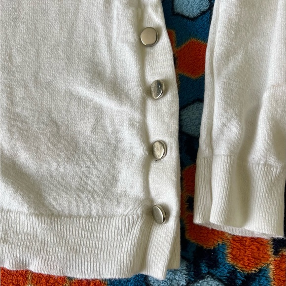 Ann Taylor Women’s Off White/Winter White/Cream Sweater with button accents - Picture 2 of 4
